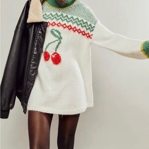 RARE Free People Cherry Sweater Dress